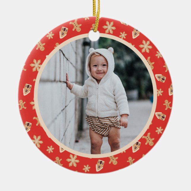 Weihnachten Foto Baby's First Christmas 2025 Bake Keramik Ornament (Vorne)