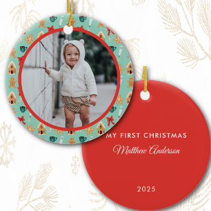 Weihnachten Foto Baby's First Christmas 2025 Bake Keramik Ornament