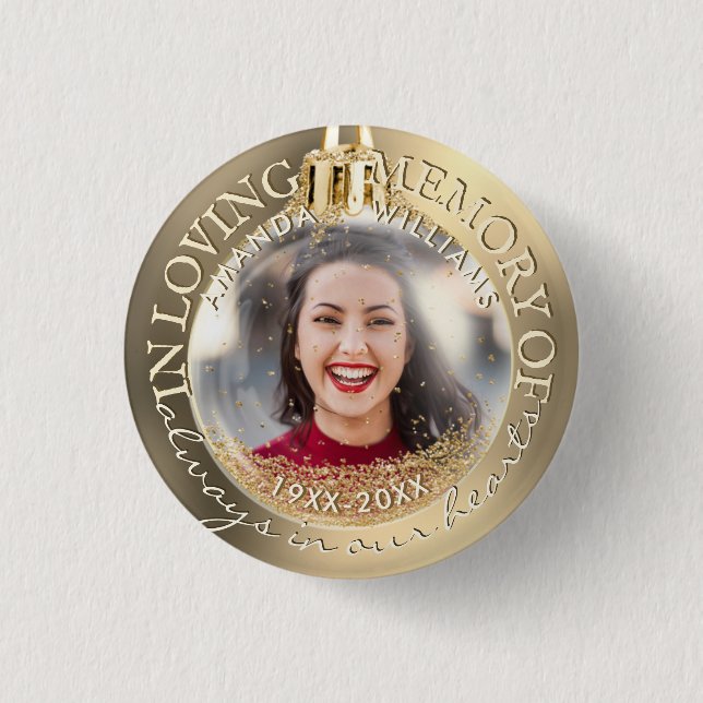Weihnachten Foto Memorial Gold Button (Vorderseite)