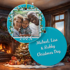 Weihnachten Foto Ornament Starfish Blau