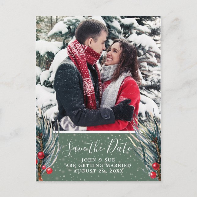 Weihnachten Foto Save the Date Postkarte (Vorderseite)