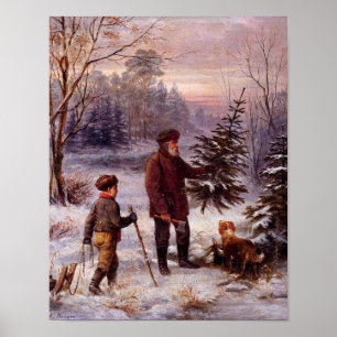Weihnachten Franz Krüger Weihnachtsbaum Schnee Poster