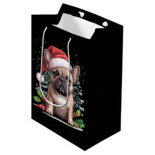 Weihnachten Französische Bulldogge Liebhaber Hunde Mittlere Geschenktüte