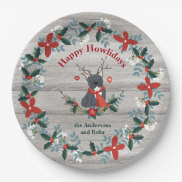 Weihnachten Französischer Bull Hund Antler Rustika Pappteller