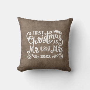 Weihnachten Frau Rustic Country Burlap Kissen