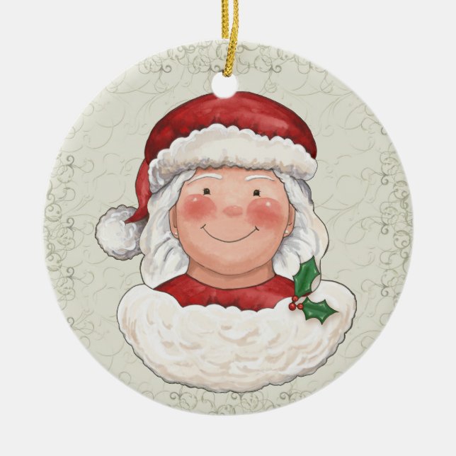 Weihnachten Frau Santa Claus - SRF Keramik Ornament (Vorne)