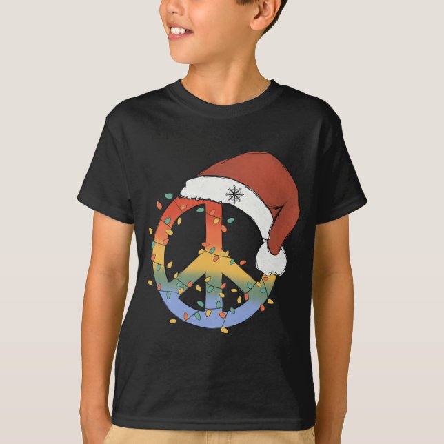Weihnachten Friede Unterschreiben Weihnachtsmannmü T-Shirt (Vorderseite)