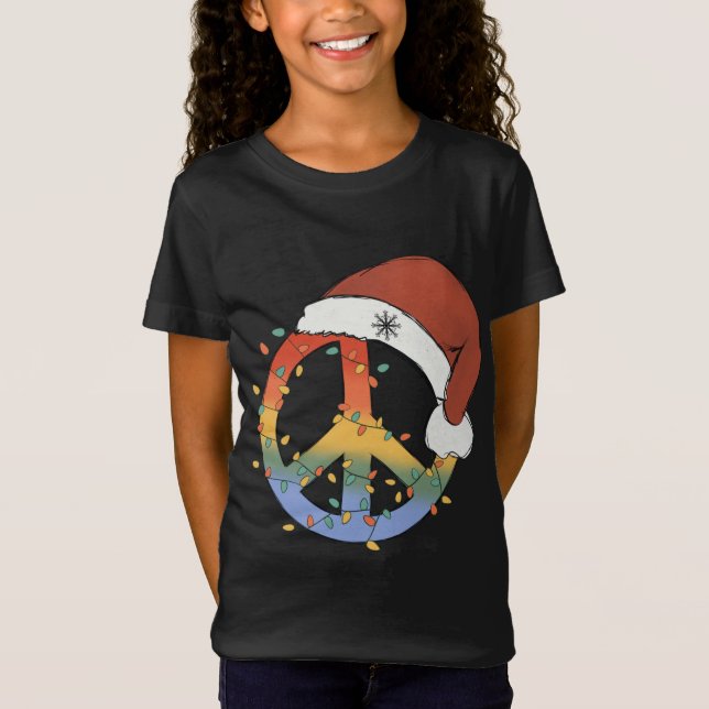 Weihnachten Friede Unterschreiben Weihnachtsmannmü T-Shirt (Vorderseite)