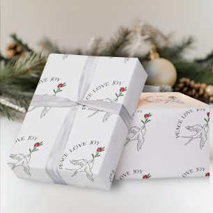 WEIHNACHTEN Frieden Liebe Freude Schneevogel Geschenkpapier