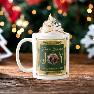 Weihnachten Frieden Liebe und Freude Familie Foto Kaffeetasse