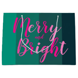Weihnachten froh und hell Grün Rosa Große Geschenktüte