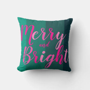 Weihnachten froh und hell Grün Rosa Kissen