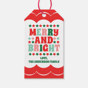 Weihnachten froh und hell Moderne kühne rosa Rot Geschenkanhänger