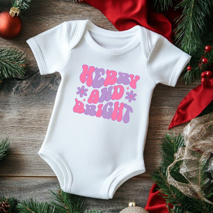 Weihnachten froh und hell Retro Groovy Festival Baby Strampler
