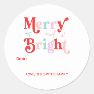 Weihnachten froh und hell rosa rot runder aufkleber