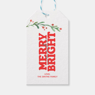 Weihnachten froh und hell rot geschenkanhänger