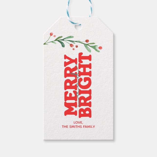 Weihnachten froh und hell rot geschenkanhänger (Vorderseite)