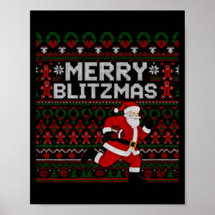 Weihnachten Frohe Blitzmas Weihnachtsmann Fußball Poster