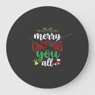 Weihnachten Frohe Euch Alle Feiertags-Typografie Große Wanduhr