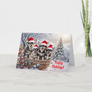 Weihnachten Frohe Feiertage Süßer Korb Chihuahua W Karte