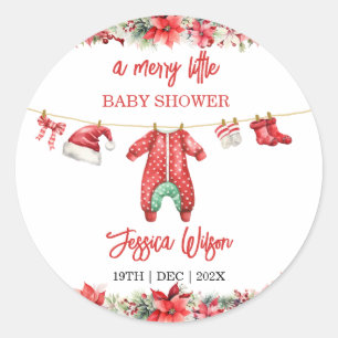 Weihnachten Frohe kleine Baby Dusche Geschlecht ne Runder Aufkleber