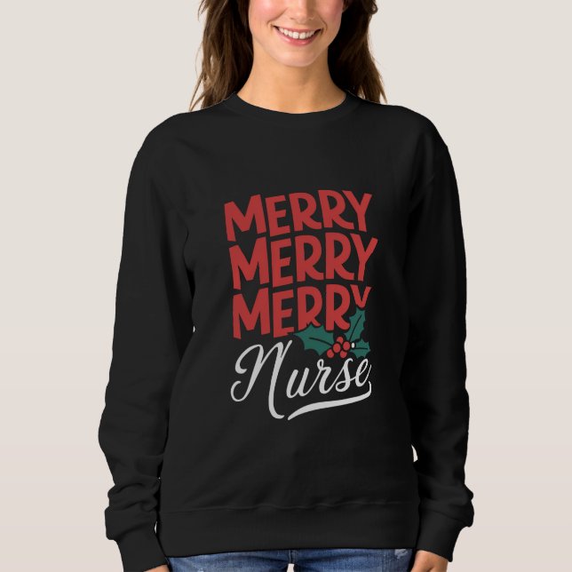 Weihnachten frohe Krankenschwester Pflege Geschenk Sweatshirt (Vorderseite)