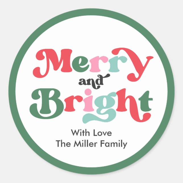 Weihnachten frohe und helle farbenfrohe Weihnachts Runder Aufkleber (Vorderseite)