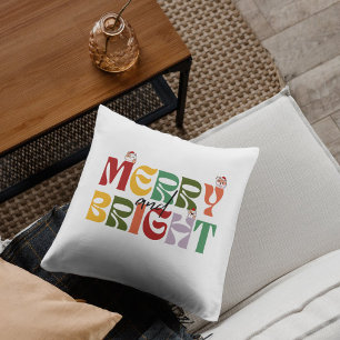 Weihnachten frohe und hellrosa niedliche Katze Kissen