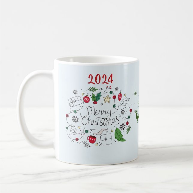 "Weihnachten: Frohe Weihnachten 2024 Kaffeetasse (Links)