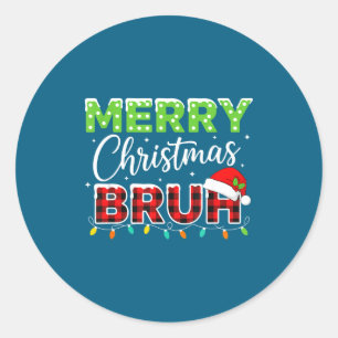Weihnachten Frohe Weihnachten Bruh Büffel Kariert Runder Aufkleber