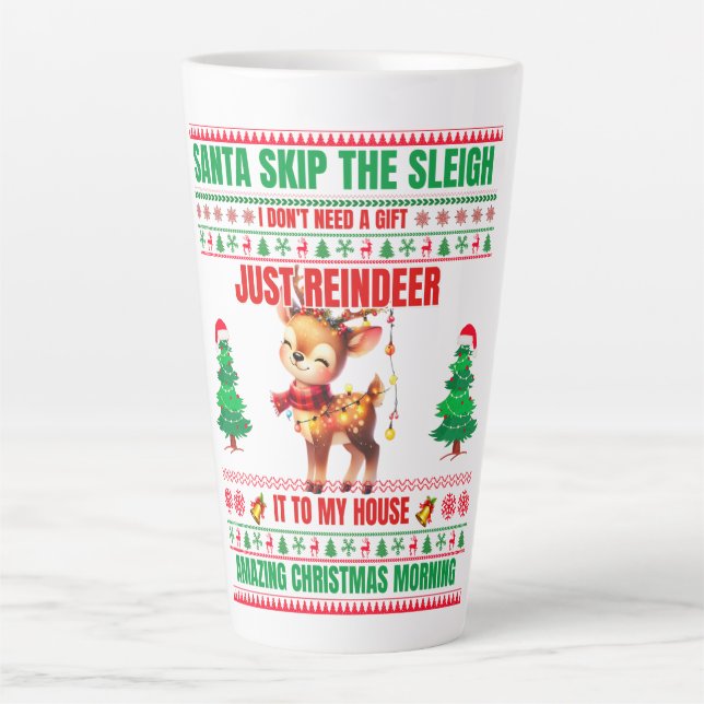 Weihnachten frohe Weihnachten für ein Geschenk Ren Milchtasse (Vorderseite)