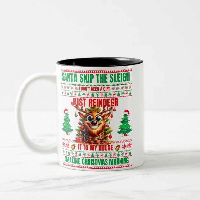 Weihnachten frohe Weihnachten für ein Geschenk Ren Zweifarbige Tasse (Links)