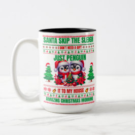 Weihnachten frohe Weihnachten für Geschenkpinguine Zweifarbige Tasse
