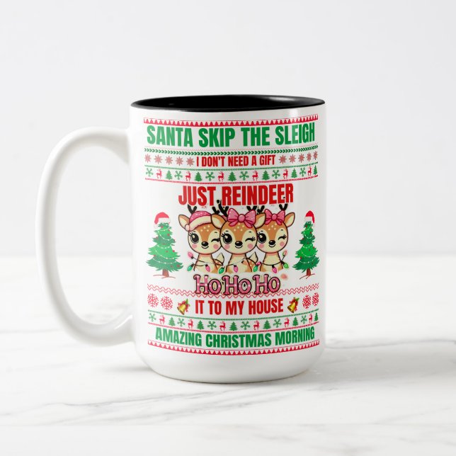 Weihnachten frohe Weihnachten für Geschenkrebs Zweifarbige Tasse (Links)