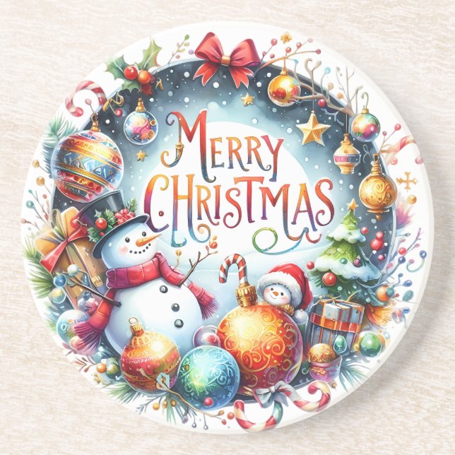 Weihnachten frohe Weihnachten Getränkeuntersetzer (Vorne)