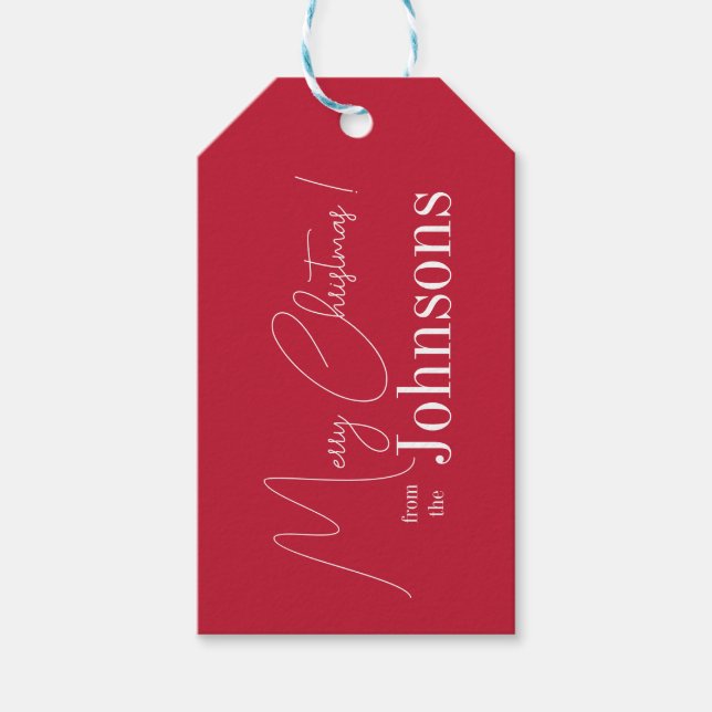 Weihnachten Frohe Weihnachten Moderne Rot Geschenkanhänger (Vorderseite)