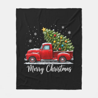 Weihnachten Frohe Weihnachten Rotes Lastwagen Baum Fleecedecke