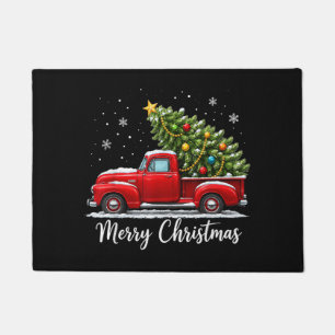 Weihnachten Frohe Weihnachten Rotes Lastwagen Baum Fußmatte