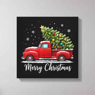 Weihnachten Frohe Weihnachten Rotes Lastwagen Baum Leinwanddruck