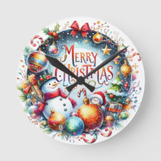 Weihnachten frohe Weihnachten Runde Wanduhr