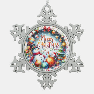 Weihnachten frohe Weihnachten Schneeflocken Zinn-Ornament