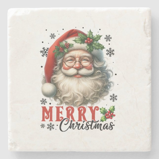Weihnachten frohe Weihnachten Steinuntersetzer (Vorderseite)