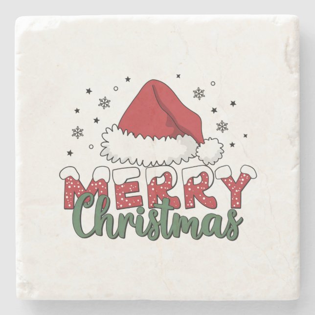 Weihnachten frohe Weihnachten Steinuntersetzer (Vorderseite)
