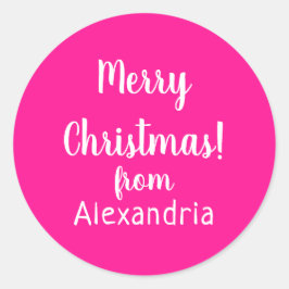 Weihnachten frohe Weihnachten von Name Hot Pink Runder Aufkleber
