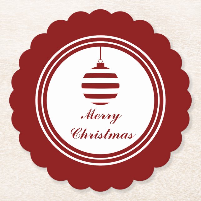 WEIHNACHTEN Frohe Weihnachtsfeiertage Rot und Weiß Untersetzer (Vorderseite)