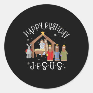 Weihnachten Froher Geburtstag Jesus Christus Weihn Runder Aufkleber