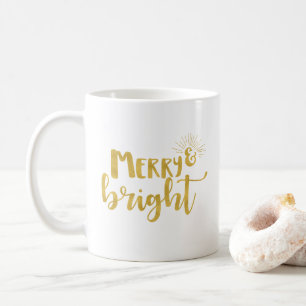 Weihnachten Fröhlich und Hell Faux Gold Typografie Kaffeetasse