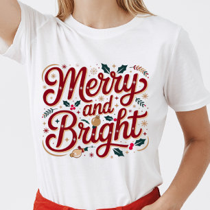 Weihnachten fröhlich und hellrosa rote moderne Sch T-Shirt