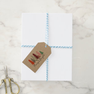 Weihnachten - Fröhliche und helle Kiefernbaumgesta Geschenkanhänger