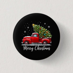 Weihnachten Fröhliche Weihnachten Roter LKW Baum M Button